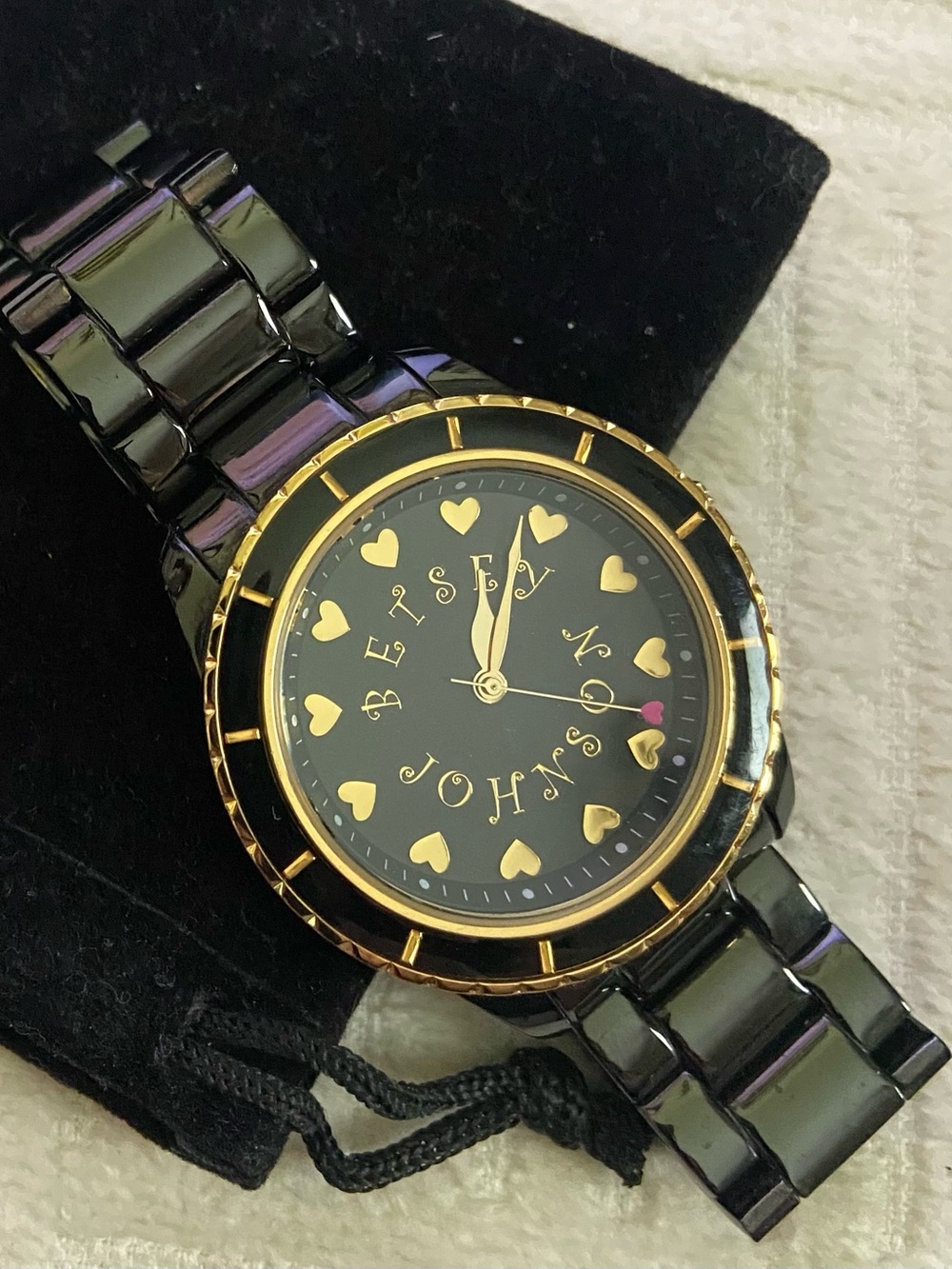 BETSEY JOHNSON Black & Gold Watch